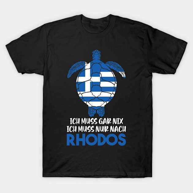 Rhodes Turtle Greece Vacation T-Shirt by QQdesigns